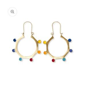 Jewelry | Earrings Ink & Alloy - Amelia Circle Rainbow Dots Brass